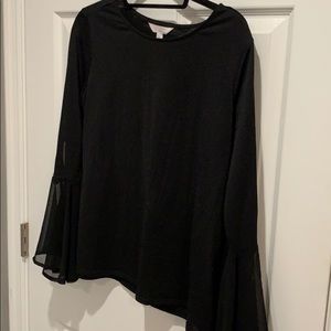 Black bell sleeve top